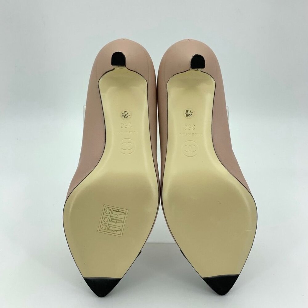 Chanel Womens Pointed Toe Leather Heels Pink & Black Size 35 Made In Italy - Picture 4 of 9